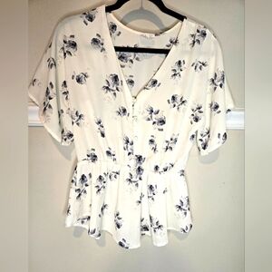 Sienna Sky White Floral Babydoll Top M